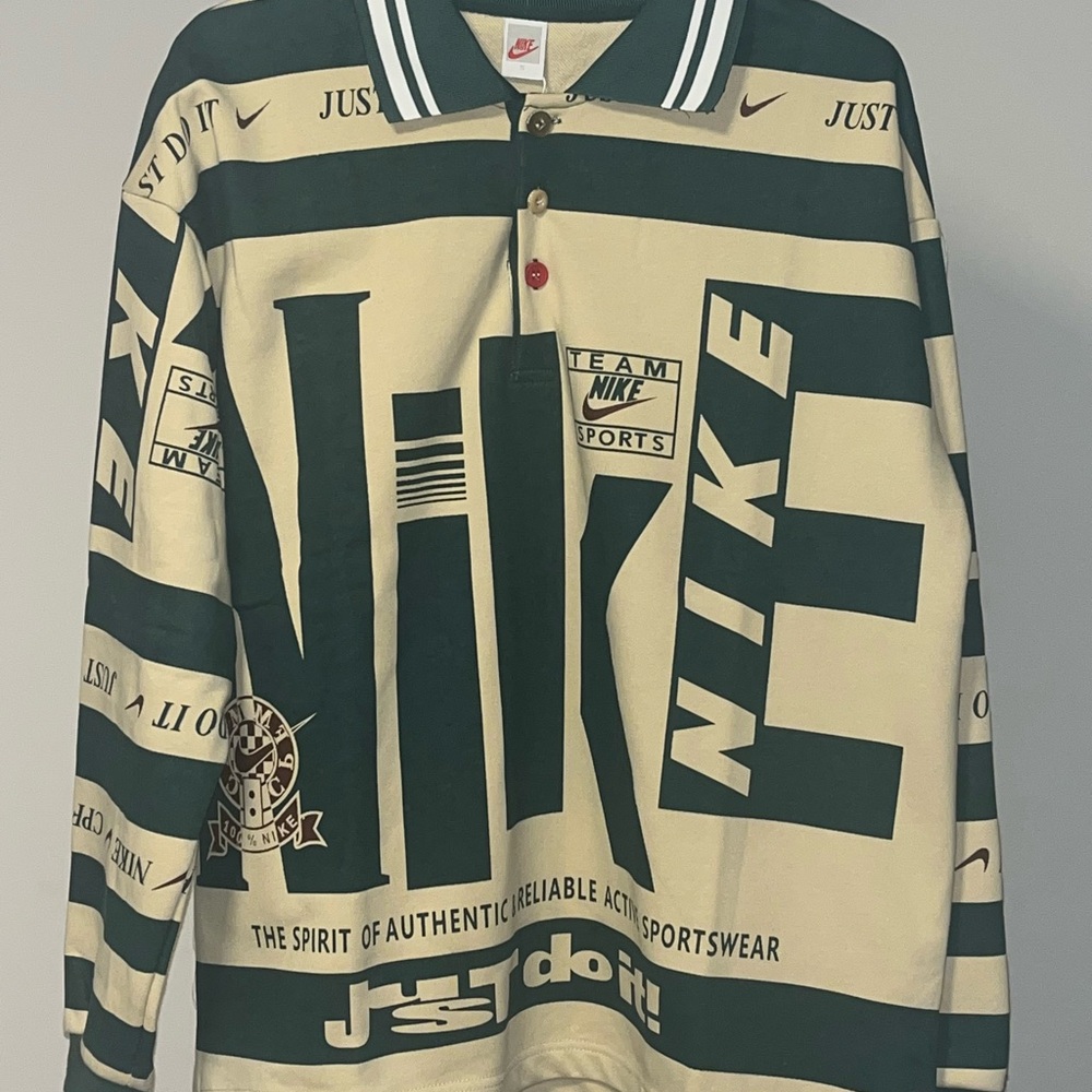 Nike Bold Green and Cream Graphic Polo